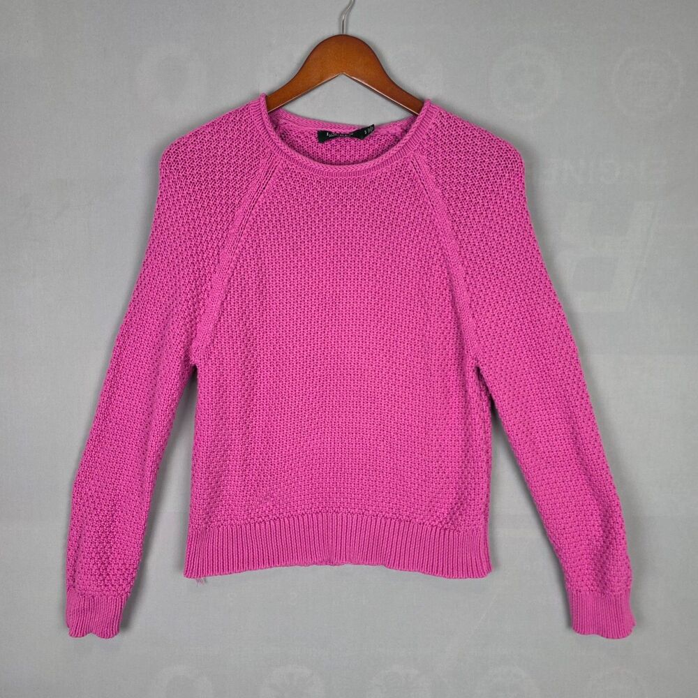 Lauren Ralph Lauren Cotton Loose Knit Sweater SP Hot Pink Barbiecore Preppy